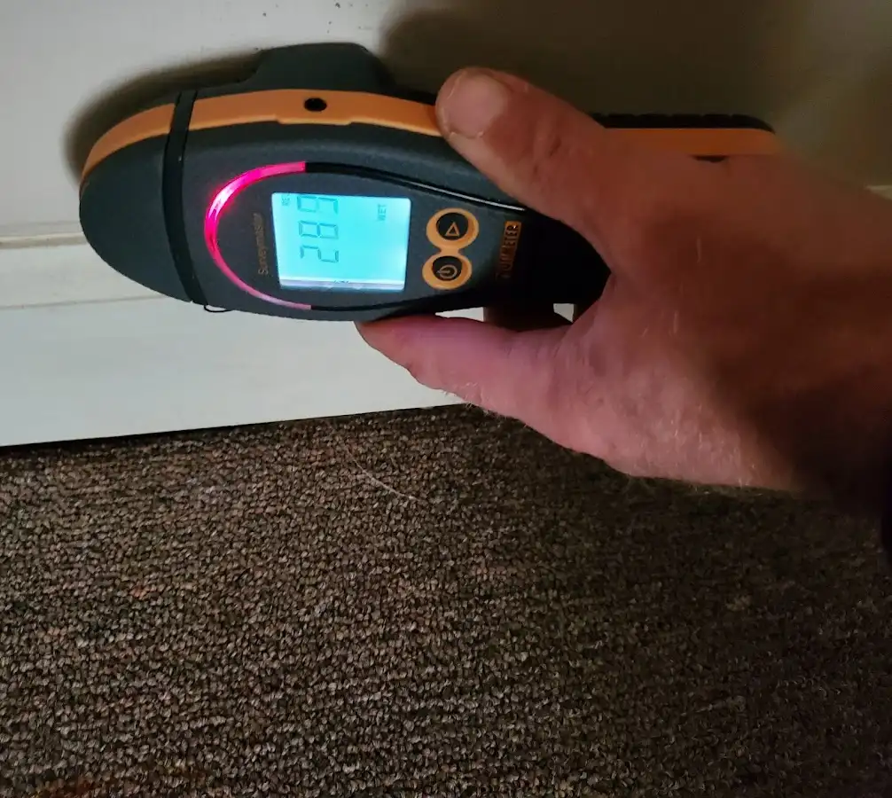 Moisture detection at baseboard during Burst Pipe Cleanup in Naperville